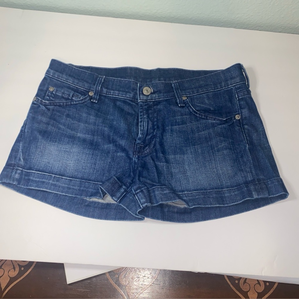7 For All Mankind Dark Blue Jean Shorts